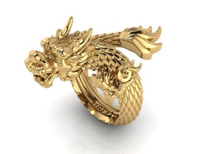 anel dragão 3d impressão modelo in argolas 3dexport joalheria ouro 3d print model - Mito3D