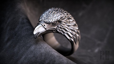 ring eagle l printing 3d print model in rings 3dexport jewellery silver animals modell bird orel decoration sculpt stereolithography design wax printable style biker 3d print model - Mito3D