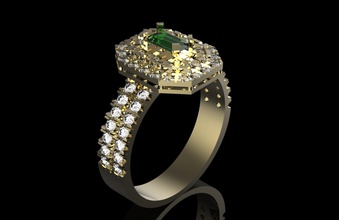ring emerald jewelry jewellery diamonds precious gold silver fashion fashion-and-beauty beauty stl obj 3dm cnc cncmachining printable 3d-printable 3d print model - Mito3D