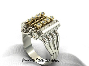 ring engine 24 3d print model in rings 3dexport jewelry jewellery gold man gem 3d print model - Mito3D