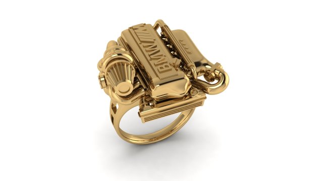 anillo motor 3d imprimible modelo anillos oro Moda joyería joya bmwcar rollroyce libras esterlinas 3D print model - Mito3D