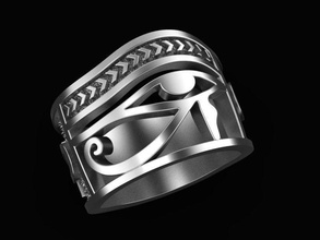 anillo ojo of horus ankh 3d impresión modelo in anillos 3dexport oro plata antiguo egipto joya 3d print model - Mito3D