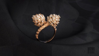 anillo abeto conos joyería diamantes impresión gol plata cono orgánicos decoración brillante lujo diseño cera joya estilo Moda gemas 3d print model - Mito3D