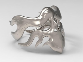 anel of chama crânio 3d impressão modelo in argolas 3dexport joalheria jóia mistical metal gótico fogo 3d print model - Mito3D