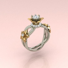 ring flower gold diamond gem brilliant printable jewelry rings ring- jewelman 3d print model - Mito3D