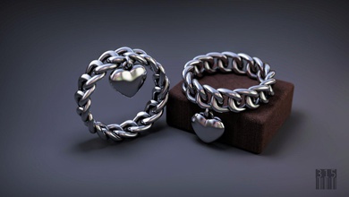 ring in form of a chain heart 3d print model rings 3dexport jewellery silver modell printing love stereolithography luxury design wax printable style jewelry valentine 3d print model - Mito3D