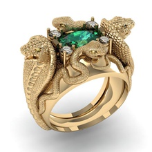 ring four snakes ewelry diamond printable snake cobra coin cad engagement gems female women brillant exclusive 3dm stl obj fashion gold cnc 3d print model - Mito3D