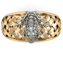 anello rana moneta gioielli diamante stampabile la cad di fidanzamento gemme sesso femminile donne brillant esclusivo 3dm stl obj moda oro rhiho 3d print model - Mito3D