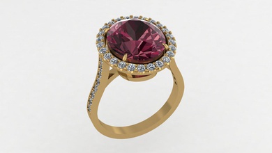 bague grenat ovale bijoux le diamant de la beauté joyau d'argent or l'accessoire l'anneau les anneaux mode l'habillement l'engagement gem pierre précieuse luxe imprimable platine brillant 3d print model - Mito3D