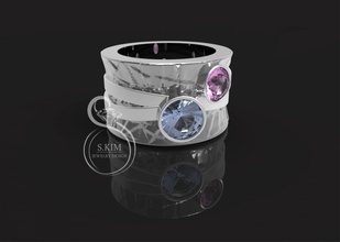 anillo de gemas 5mm 6mm gem la joyería joya oro 3dmodel 3dprint imprimible el prototipo 3djewel 3dwax cera 3dprintmodel printjewel 3dring pavo real dual 3d print model - Mito3D
