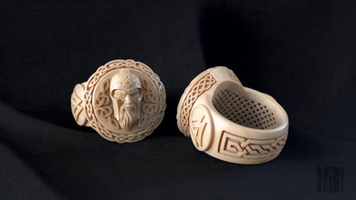 anel deus odin 3d impressão modelo in argolas 3dexport jóias sinete allfather vikings padrões projeto brutal orgânico decoração esculpir luxo enfeite cera imprimível estilo 3d print model - Mito3D