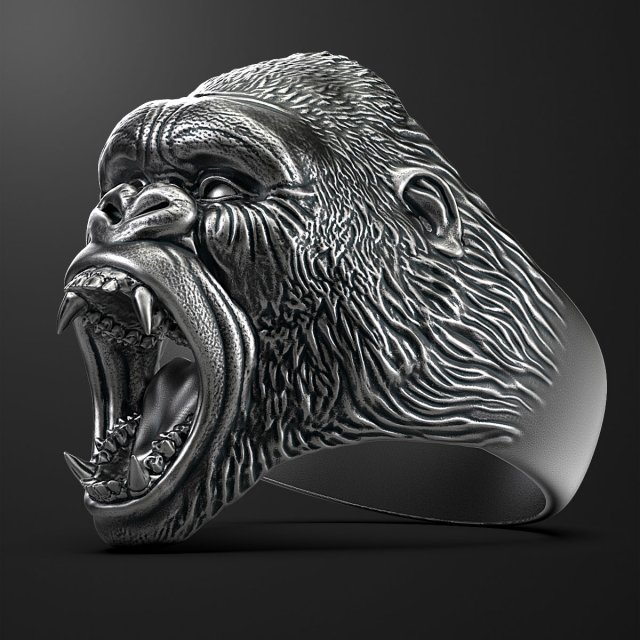 Ring Kopf Gorilla Ringe 3d drucken Schmuck 3D print model - Mito3D