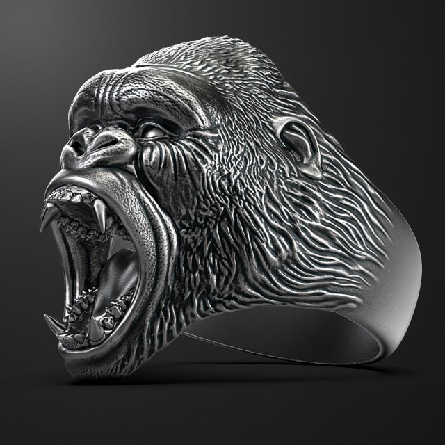 ring head gorilla rings 3d print jewelry 3D print model - Mito3D