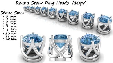 ring heads type 4 - 10pc 3d print model in rings 3dexport silver printable diamond jewel ringheads collet platinum bracelate canada stoneheads collets wedding accessorie roundstones engagement studs jewellery 3d print model - Mito3D