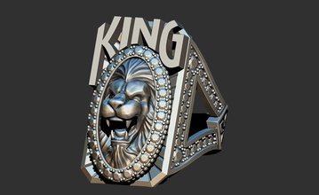 yüzük Kral mücevher aslan hayvan animalring Gümüş altın 3d print model - Mito3D