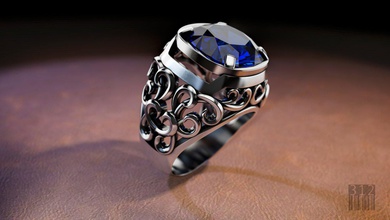 anneau de pierre taille des motifs l'anneau or d'argent les schémas modell l'impression luxe ornement bijoux la cire imprimable style le sceau 3d print model - Mito3D