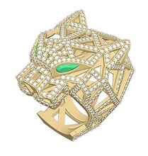 anel Leo ouro joalheria leopardo prata diamante 3d print model - Mito3D