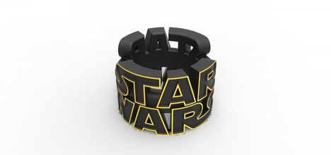 ring lettering star wars starwars fingerring print printable fan fun toy cosplay 3d print model - Mito3D