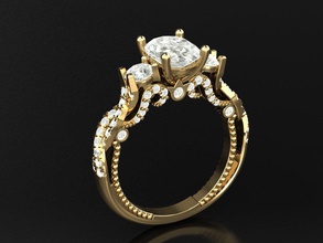 anel como verragio ouro de prata bonita diamante a mulher 3d print model - Mito3D