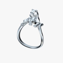 ring Löwin v1 lion panther cougar 3d Modell drucken bedruckbar ist cnc stl obj 3dm Schmuck Juwel gold Silber diamond 3d print model - Mito3D