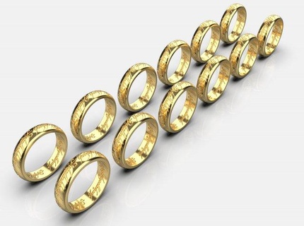 anillo señor anillos 12 tamaños espacio diamante plata libra esterlina VIP magia demoníaco misticismo joyería joya hobbit 3d print model - Mito3D