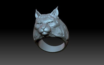 ring lynx 3d print model in rings 3dexport animals cat bobcat bobcats trot jewelry art head 3d print model - Mito3D