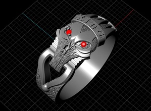 anel de homem, rei da máscara homem jóias o ouro prata brutal crânio motociclistas gemas 3d print model - Mito3D
