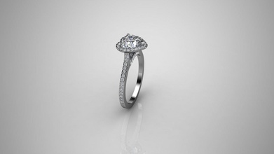 modelo de anillo - 011 la joyería 3d cad el diamante solitaire oro compromiso corazón regalo día san valentín 3d print model - Mito3D