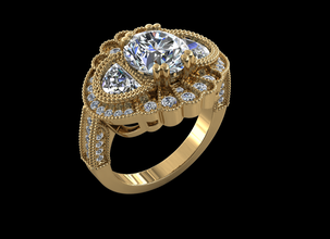 yüzük modeli - 018 takı mücevher 3d model cad özel olağanüstü benzersiz elmas altın Galeri hediye doğum günü nadir 3d print model - Mito3D