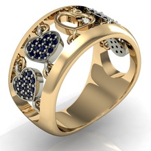 ring moving hearts Schmuck diamond weiblich genial bewegen Herzen bedruckbar ist cad Hochzeit gem exklusiv Mode gold rhiho cnc 3d print model - Mito3D