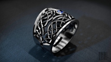 anillo de adorno piedra la impresión en 3d joyería plata ornamento las gemas modell stl los joyeros patrón lujo diseño cera imprimible estilo ennegrecimiento 3d print model - Mito3D