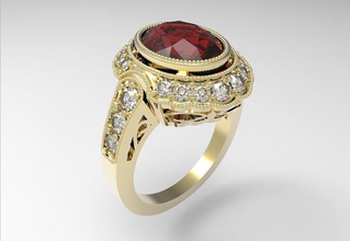ring, oval Stein ring 3d Schmuck bedruckbar ist Modell Juwel gold Silber diamond gem 3d print model - Mito3D