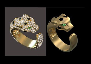 squillare pantera 3d stampa modello in anelli 3dexport oro argento orecchini gioielleria lusso platino gemma braccialetto panthera panter tigre 3d print model - Mito3D
