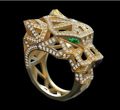 anel pantera ouro prata brincos joalheria luxo platina gema argolas pulseira noivado Casamento pena Panthera panter tigre 3d print model - Mito3D