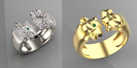 ring panther gold silver earrings jewelry luxury platinum gem rings bracelet panthera panter pantera tiger 3d print model - Mito3D