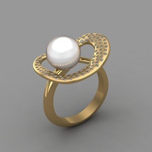 anel pérola original espaço Projeto brinco ouro diamantes esmeralda rubi prata elegante moderno delicado openwork 3d print model - Mito3D