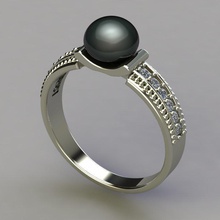 anillo de la perla joyería oro el diamante imprimible piedra plata joya boda blanco femenino vray platin stl 3dm rhino gem obj 3ds 3d print model - Mito3D