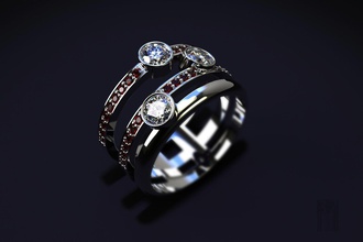 ring precious stones luxury gemstone jewellery wax printable style fashion print jewel diamonds ruby diamond 3d print model - Mito3D