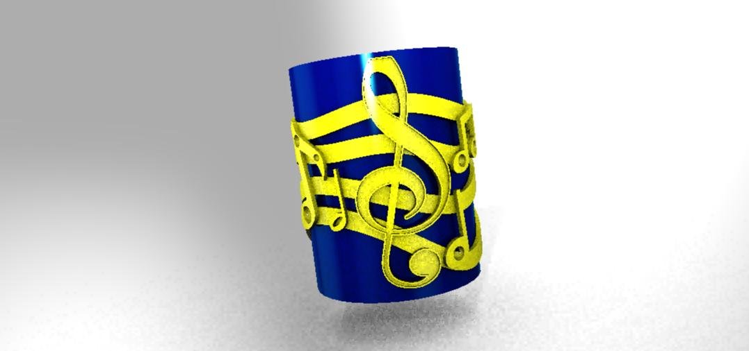 ring printable music 3D print model - Mito3D
