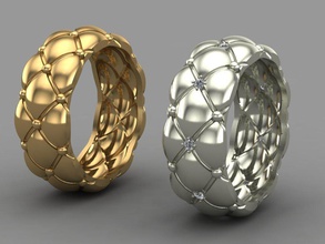 ring quilted matelasse 3d print model jewel jewelry faberge gold silver 3d print model - Mito3D