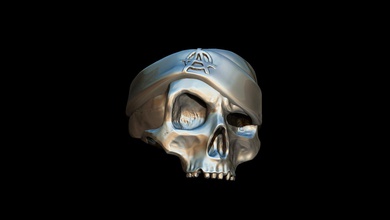 ring realistische Schädel-Hut-3d-Druck-Modell Anatomie Knochen gold Mensch Schmuck pehdant - Anhänger Ringe Silber skeleta lskeleton Schädel Hochzeit 3d print model - Mito3D