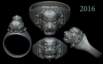 yüzük rottweiler 3d yazdır model in yüzükler 3dexport moda giyim takı köpek gümüş 3d print model - Mito3D