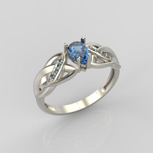 bague saphir diamants de l'anneau les anneaux le diamant-bague bijoux joyau or d'argent la poire brillants pierre précieuse pierres précieuses 3d print model - Mito3D