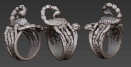 ring of scorpio 3d print model in rings 3dexport sculpture bronze clay statue zodiac gold 3d print model - Mito3D