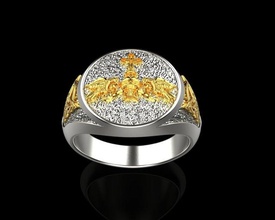 bague sceau 125 bijoux or luxe Hommes imprimable goujat émeraude anneaux traverser 3d print model - Mito3D