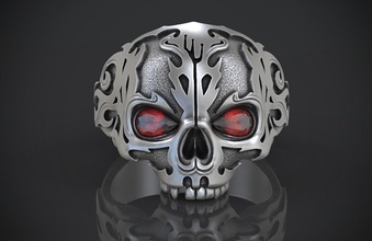 ring skull men jewelry jewellery silver 3d 3dprint 3d print model - Mito3D