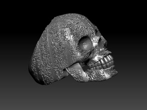 ring skull 3d print model in rings 3dexport letter alphabet primer text jewelery gold silver jewelry man skeleton head human teeth art male death scull 3d print model - Mito3D
