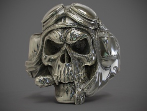 anillo de calavera piloto el cráneo 3d print model - Mito3D
