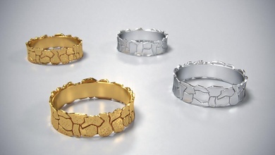 bague éclats 3d impression modèle or bijoux imprimable bijou pièces fragments inhabituel argent platine texture anneaux mode moderne 3d print model - Mito3D