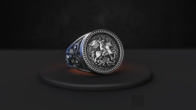 anel st George vitorioso impressão santo pingente Dragão ouro prata cnc cera imprimível pingentes 3d print model - Mito3D